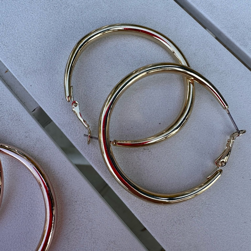 Lane Bryant Gold, Silver, and Rose Gold Hoop Earrings - Picture 6 of 6
